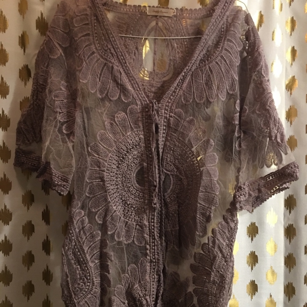 Simply Couture lavender tie up kimono